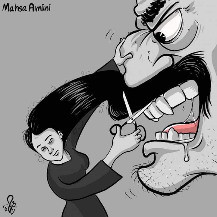 İran rejimini eleştiren Mahsa Amini karikatürleri